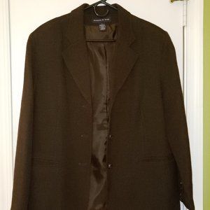 Preston & York Blazer 100% Worsted Wool; Dark Brown with Black Pattern